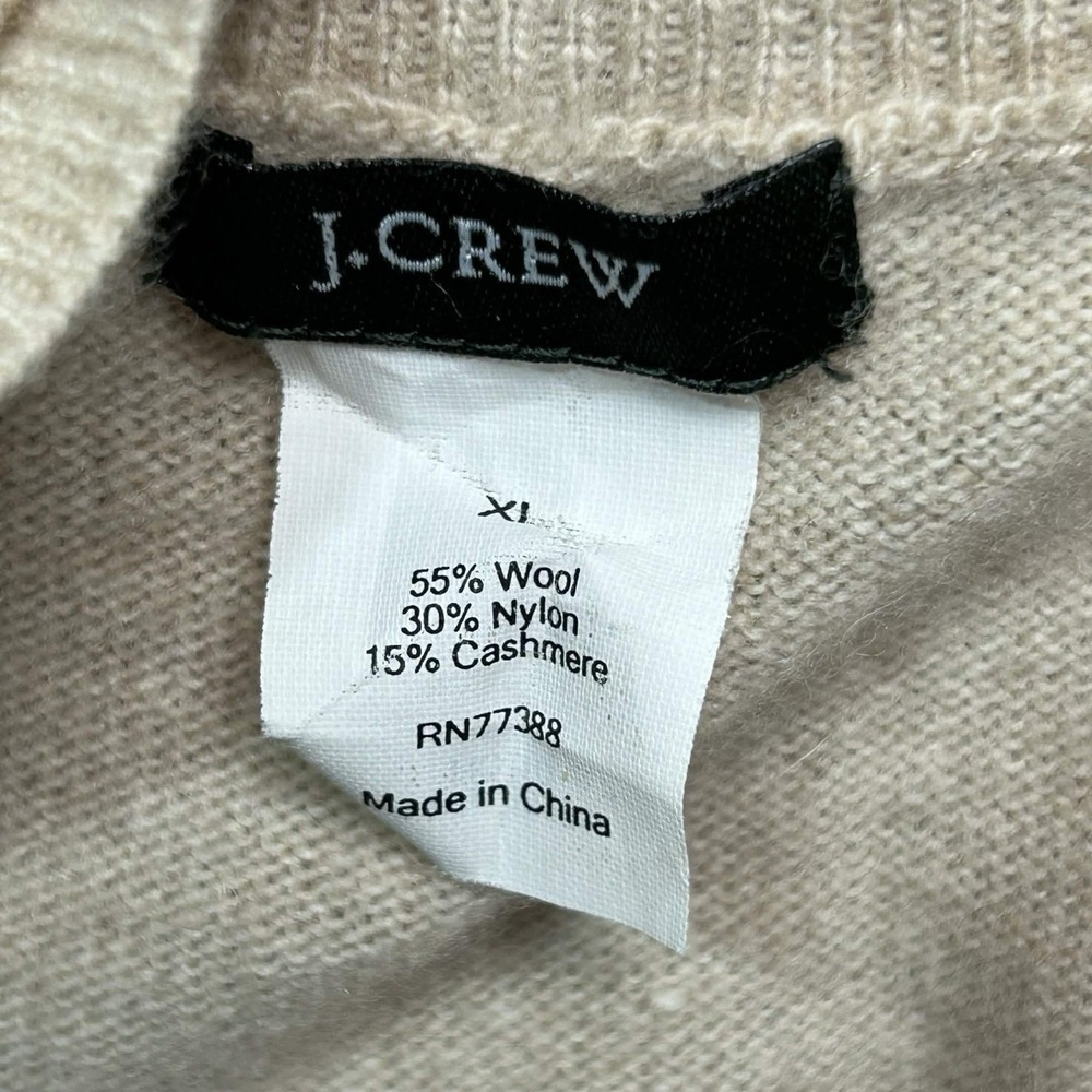 J Crew Women's Beige V Neck Long Sleeve Sweater with Cashmere Wool Size XL - Picture 4 of 5